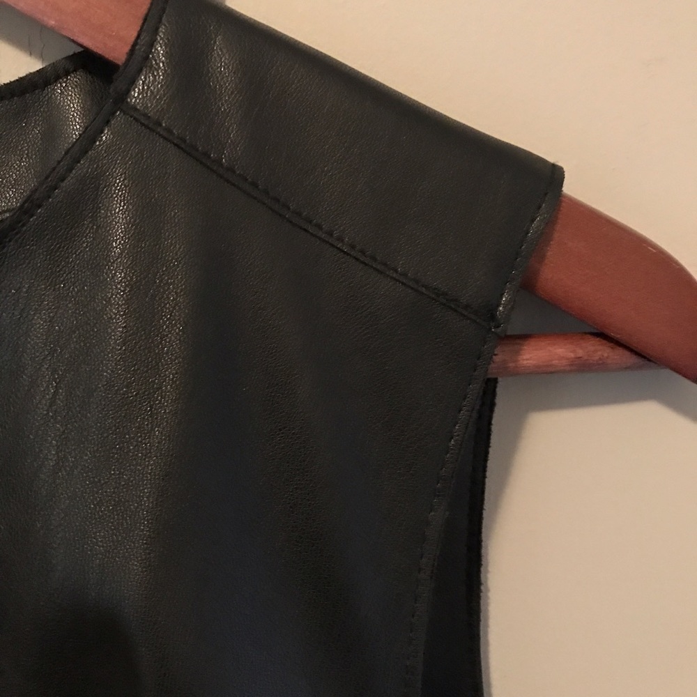 Zara Faux Leather and Wool Little Black Dress - Picture 4 of 6